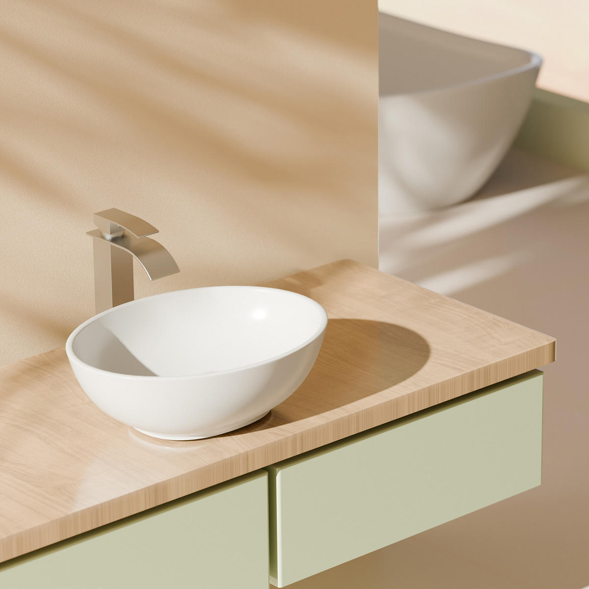 WASCHBECKEN mit pflegeleichter Oberfläche Weiß 41,5 / 33,5 / 13 cm - Weiß Hochglanz, Keramik (33.5/13/41.5cm) - EMKE