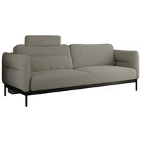 SOFA SALENTO Hellgrau Boucle - Hellgrau/Schwarz, Textil/Metall (221/82/101cm) - MKS