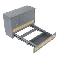 SCHRANKBETT mit USB und Schubladen Grau 147.5x206x102 cm Holzwerkstoff - Grau, Holzwerkstoff - SONNENH