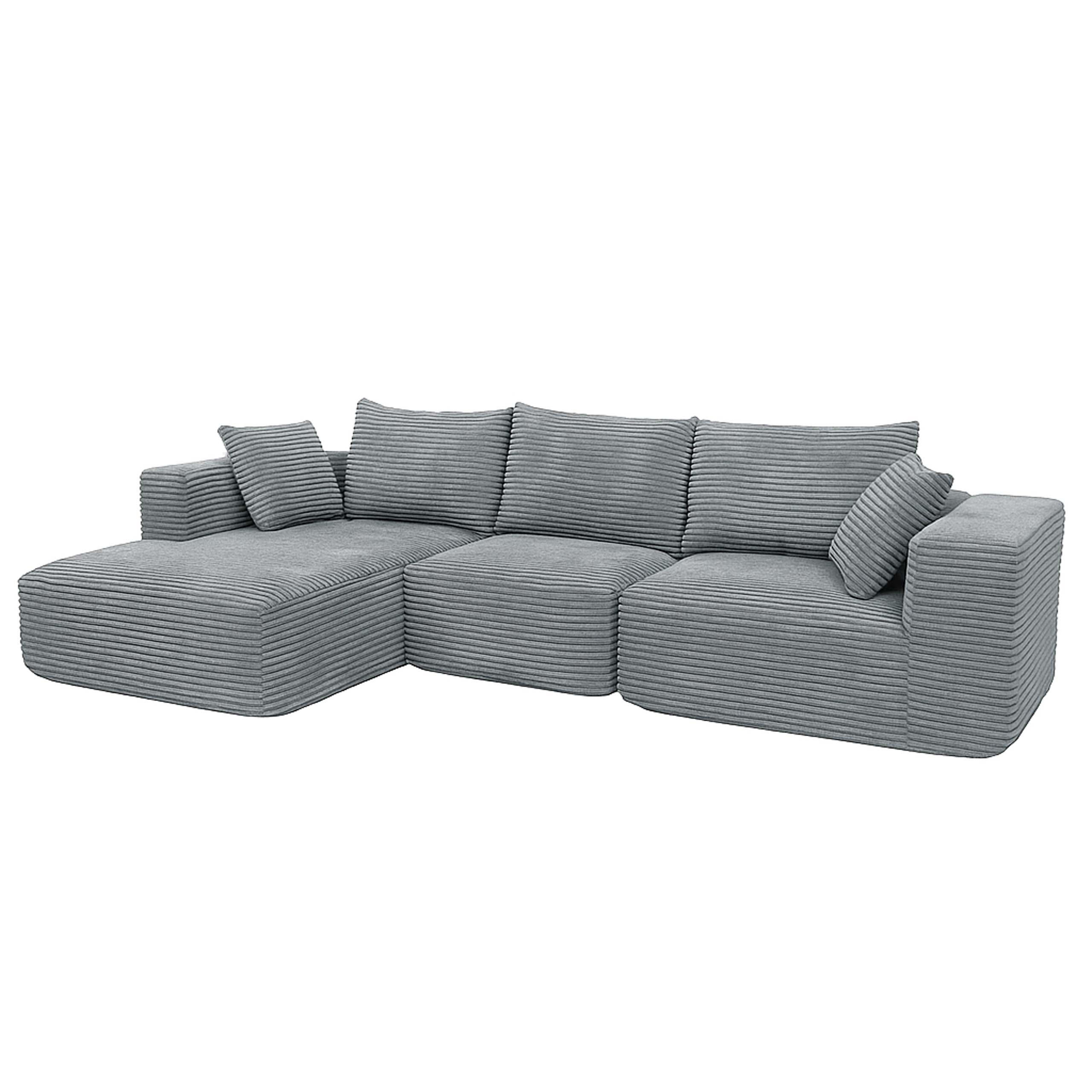 SOFA-GARNITUR Hellgrau - Hellgrau, Textil (276/58/154cm) - MCW