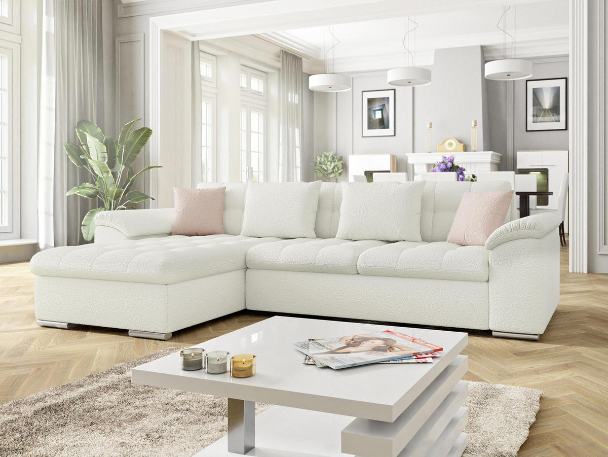 ECKSOFA Diana Premium, Seite: Links - Creme, Holz/Textil (280/160cm) - MIRJAN24