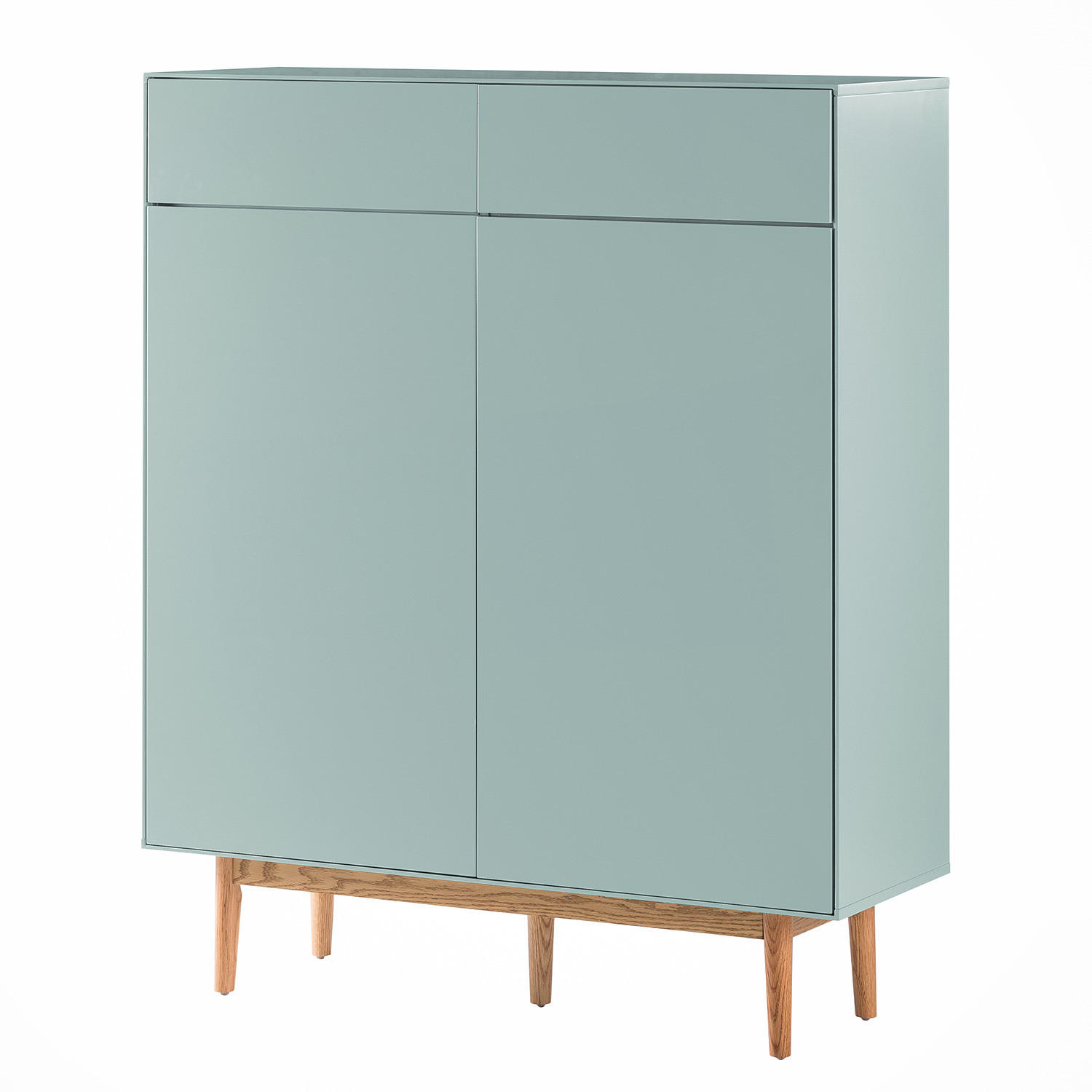 SCHUHKOMMODE mit 2 Schubladen - Eichefarben/Mintgrün, Holzwerkstoff (110/132/38cm) - home24