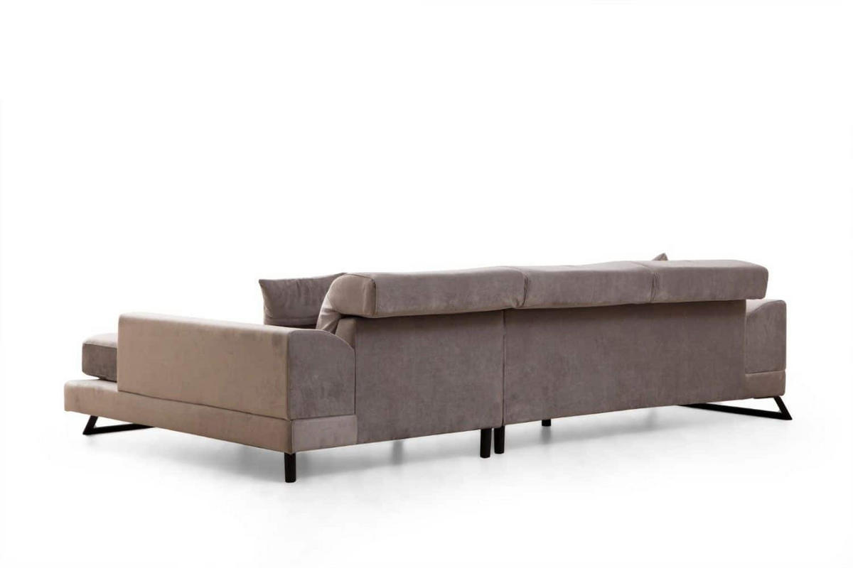 ECKSOFA mit verstellbarer Rückenlehne - Hellgrau/Schwarz, Holz/Textil (190/304cm) - myHomelando