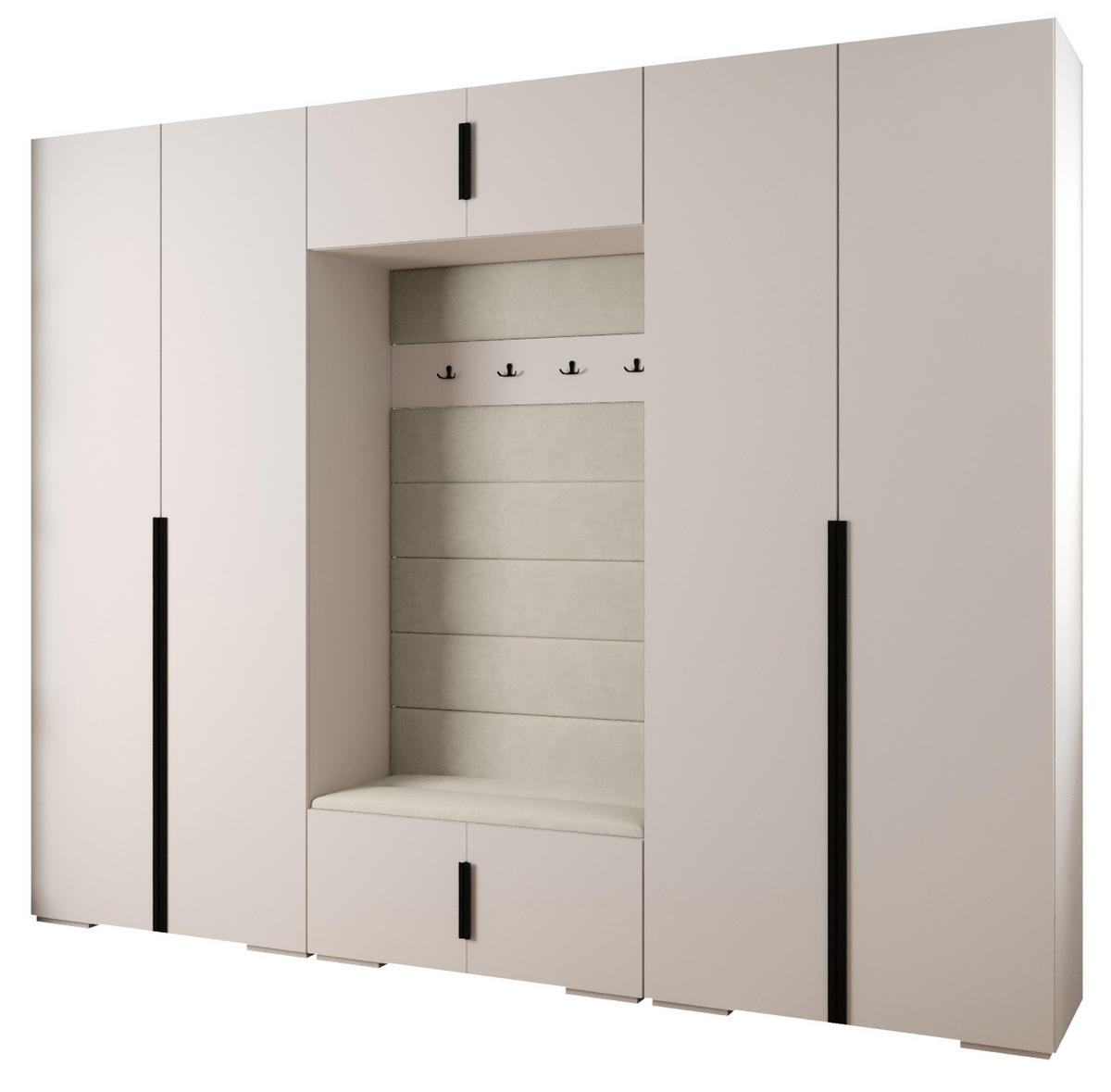 GARDEROBEN-SET 236,7/300/47 - Schwarz/Weiß, Holz/Kunststoff (300/236.7/47cm) - Abiks Möbel
