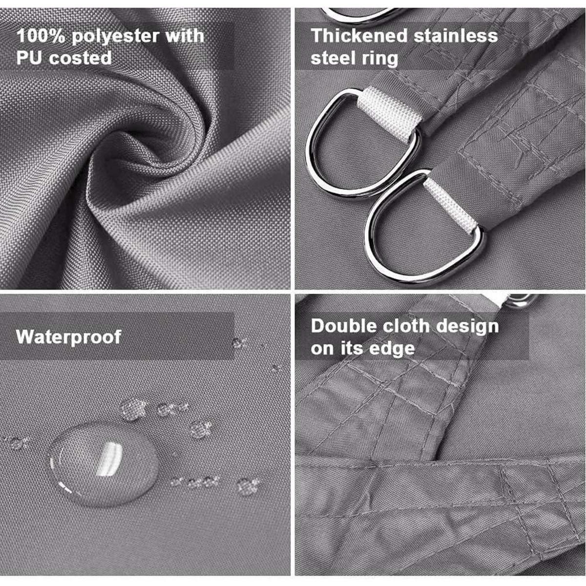 SONNENSEGEL Set wasserdicht 4 x 6 m Grau - Grau, Textil (100/100cm)