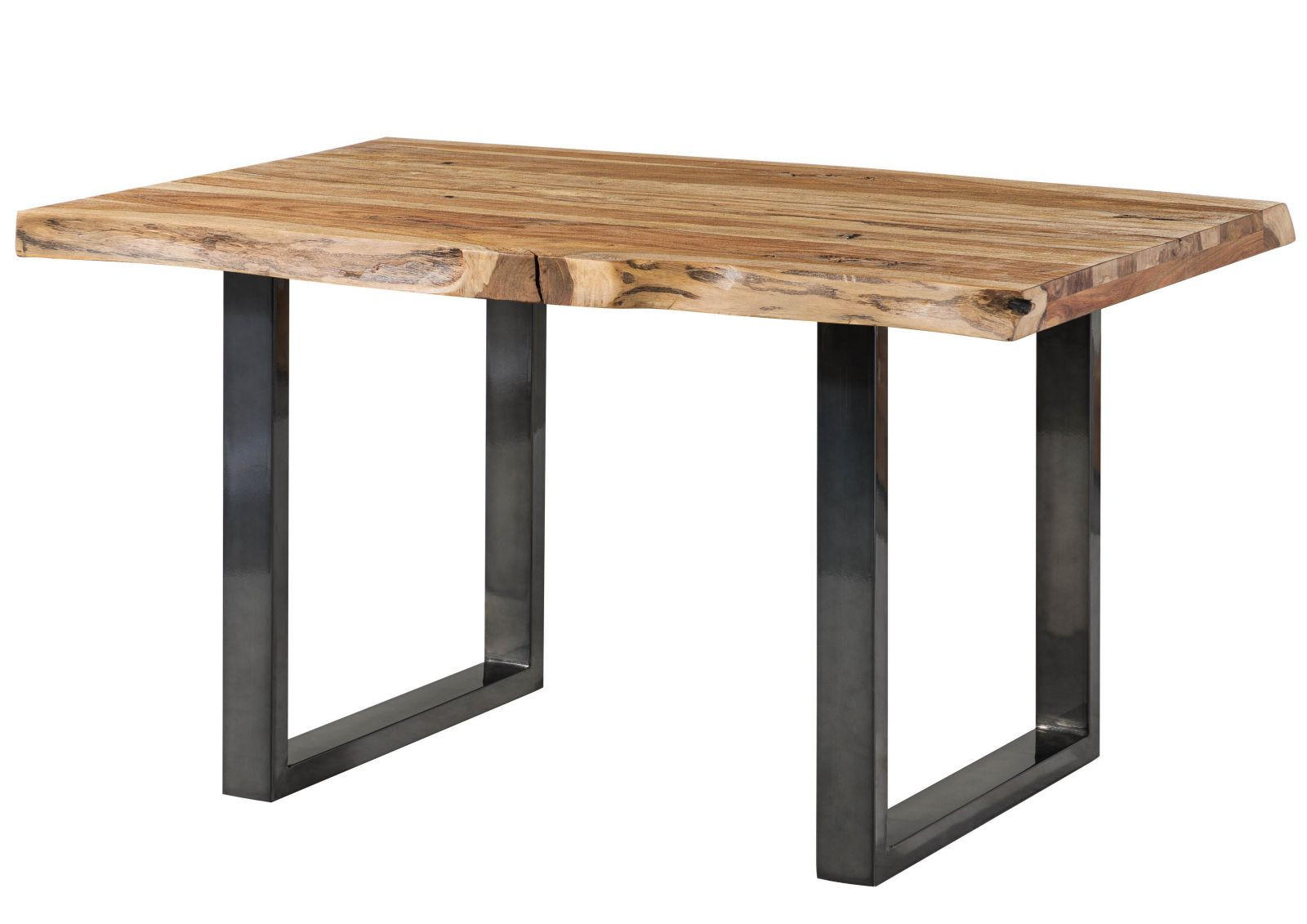 BAUMTISCH Sheesham 140x90x77 natur sandgestrahlt / U-Beine anthrazit glänzend FREEFORM 5 - Anthrazit/Naturfarben, Holz (140/90/77cm) - Massivmoebel24