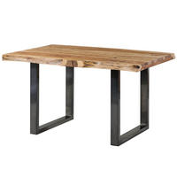 BAUMTISCH Sheesham 160x90x77 natur sandgestrahlt / U-Beine anthrazit glänzend FREEFORM 5 - Anthrazit/Naturfarben, Holz (160/90/77cm) - Massivmoebel24