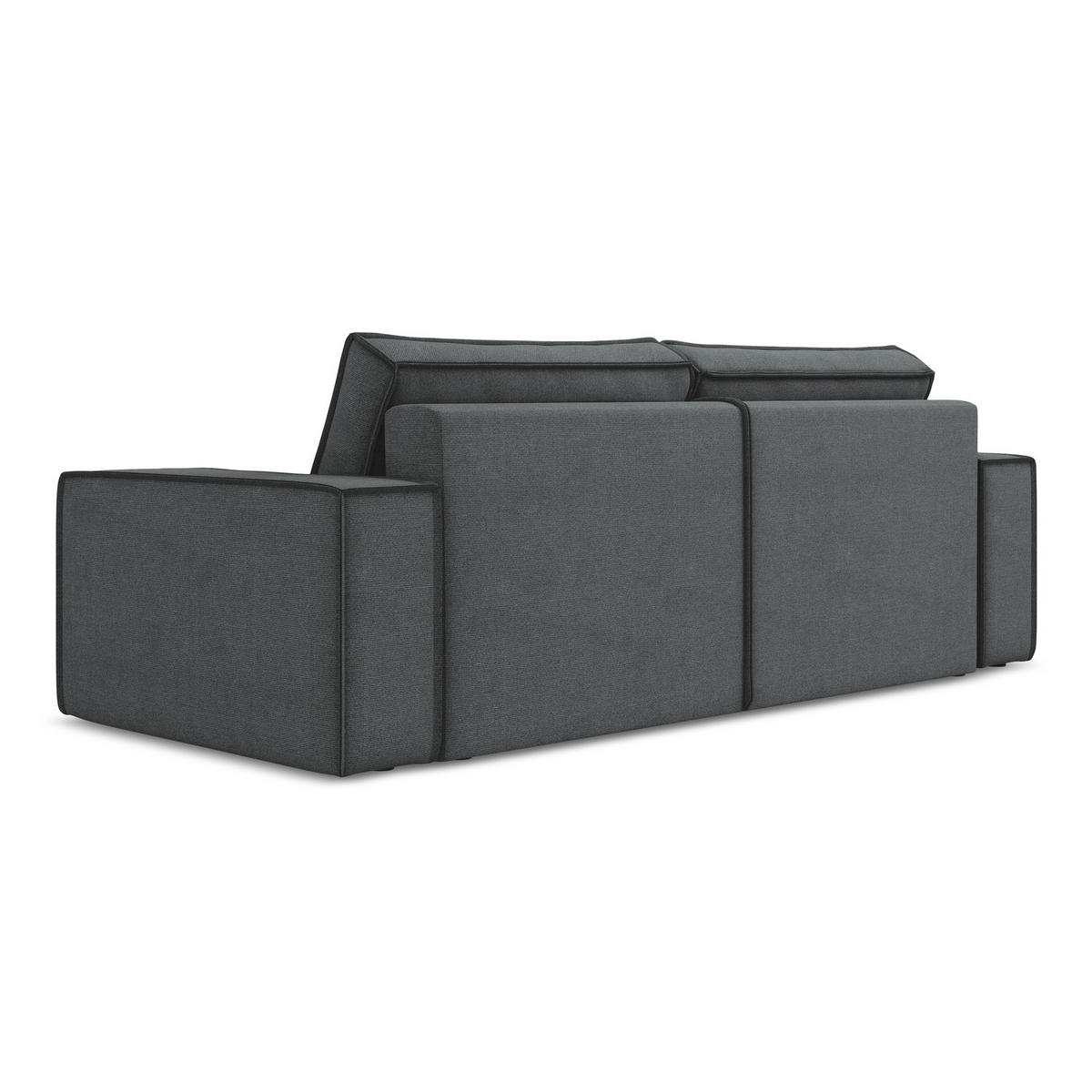 3-SITZER SOFA mit Schlaffunktion Strukturstoff Stoff Grau - Schwarz/Grau, Kunststoff/Textil (255/85/105cm) - LaMiaSofa