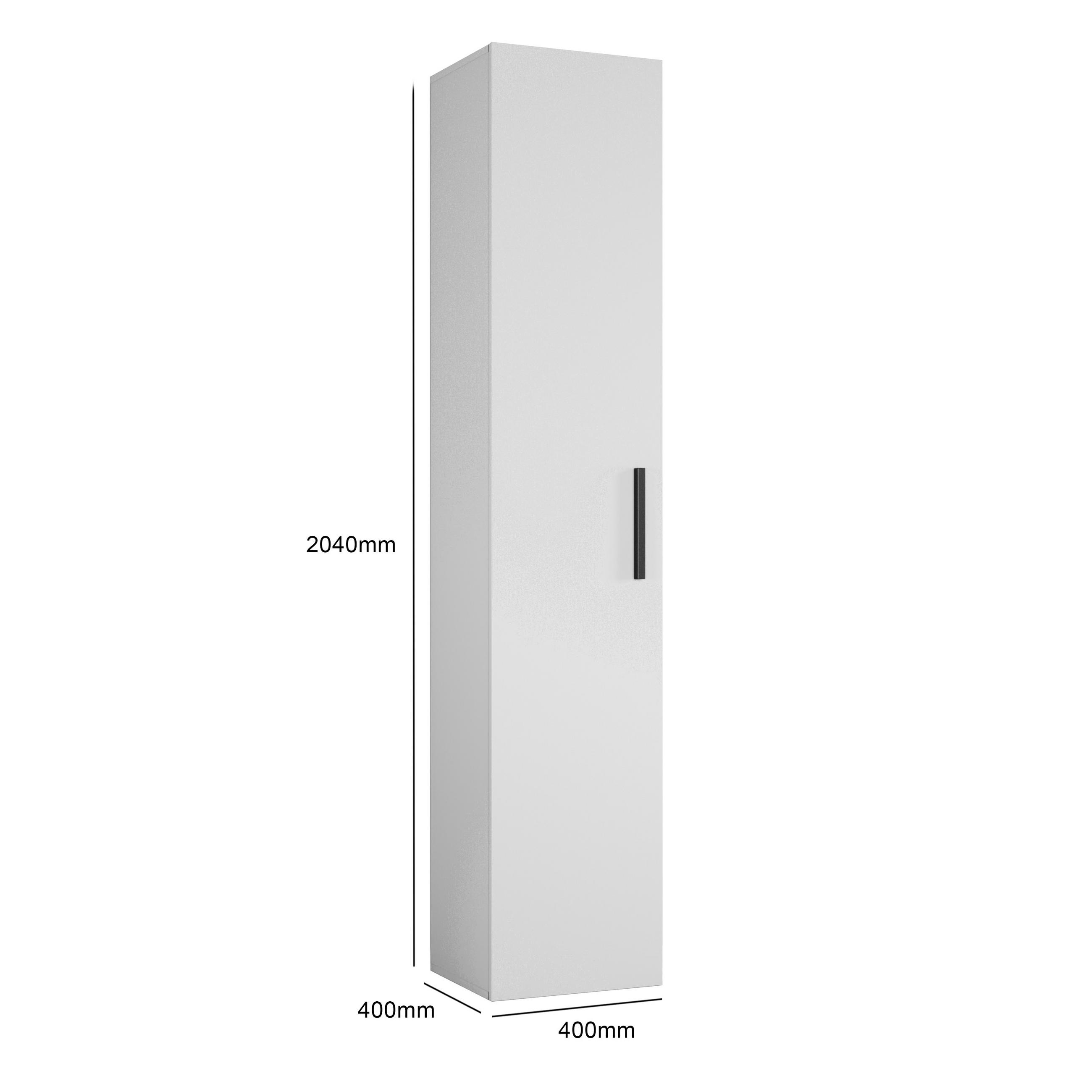 GARDEROBENSCHRANK Rosanno IVR Weiß 40/204/40 cm – Modern - Weiß, Holzwerkstoff/Kunststoff (40/204/40cm) - AX Living