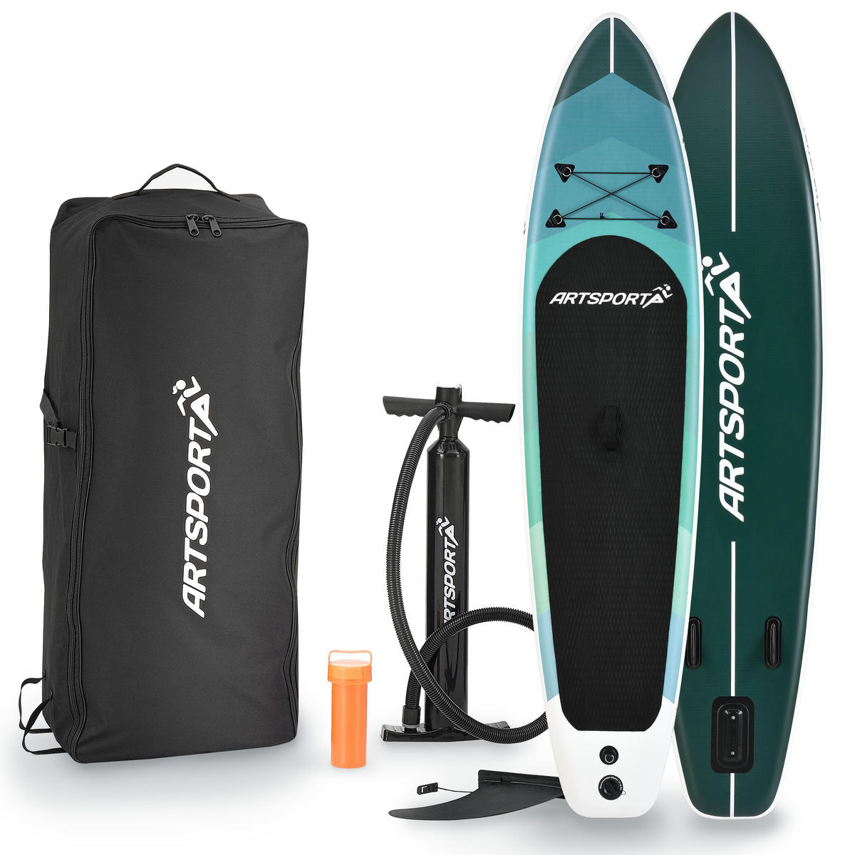 STAND UP Paddle Board Blue Wave aufblasbar mit Tasche & Zubehör - Grün, Kunststoff (320/76.5/15cm) - Artsport