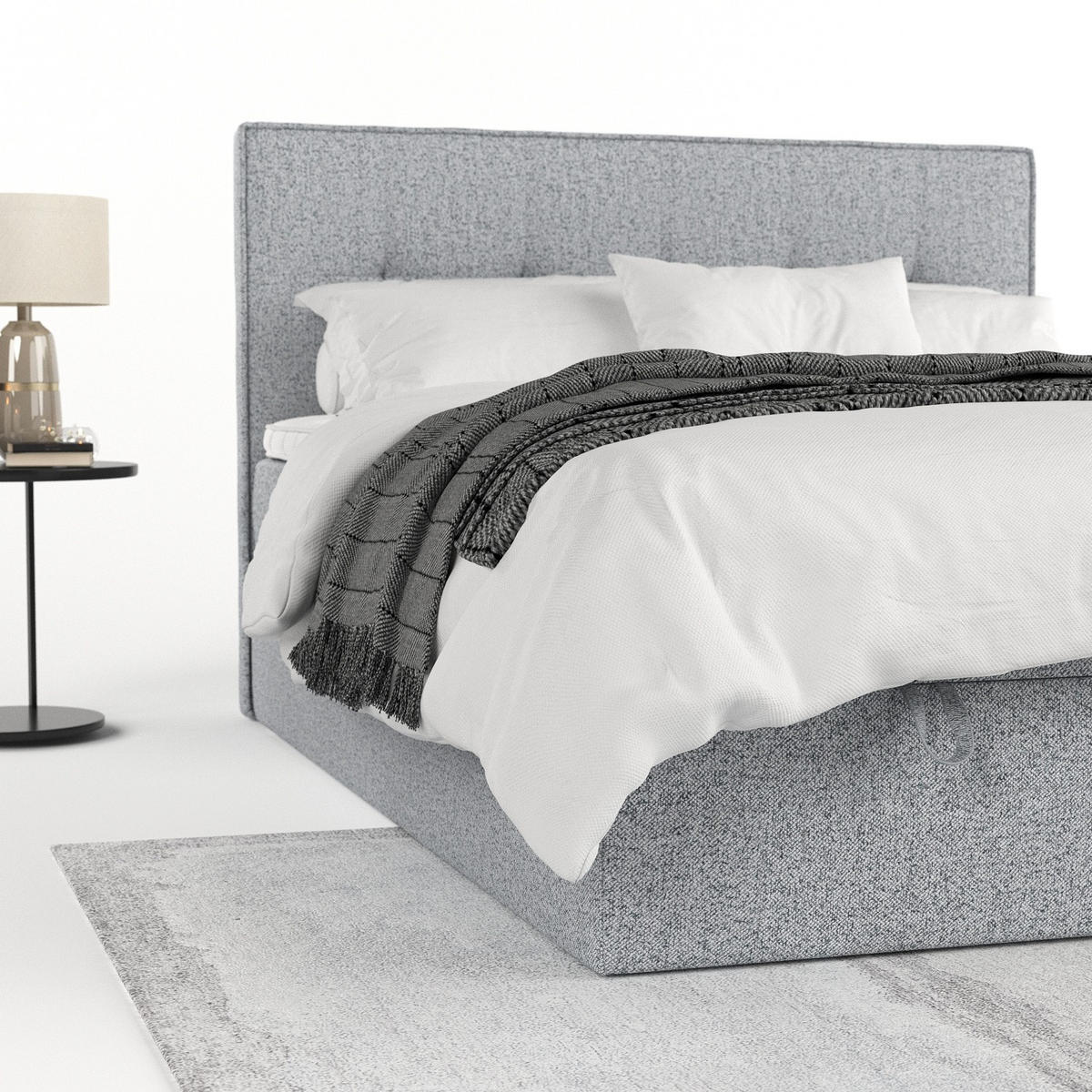 BOXBETT Tivra 180/200 cm Grau im Riva Stoff - Schwarz/Grau, Holz/Holzwerkstoff (180/200cm) - AltaBeds