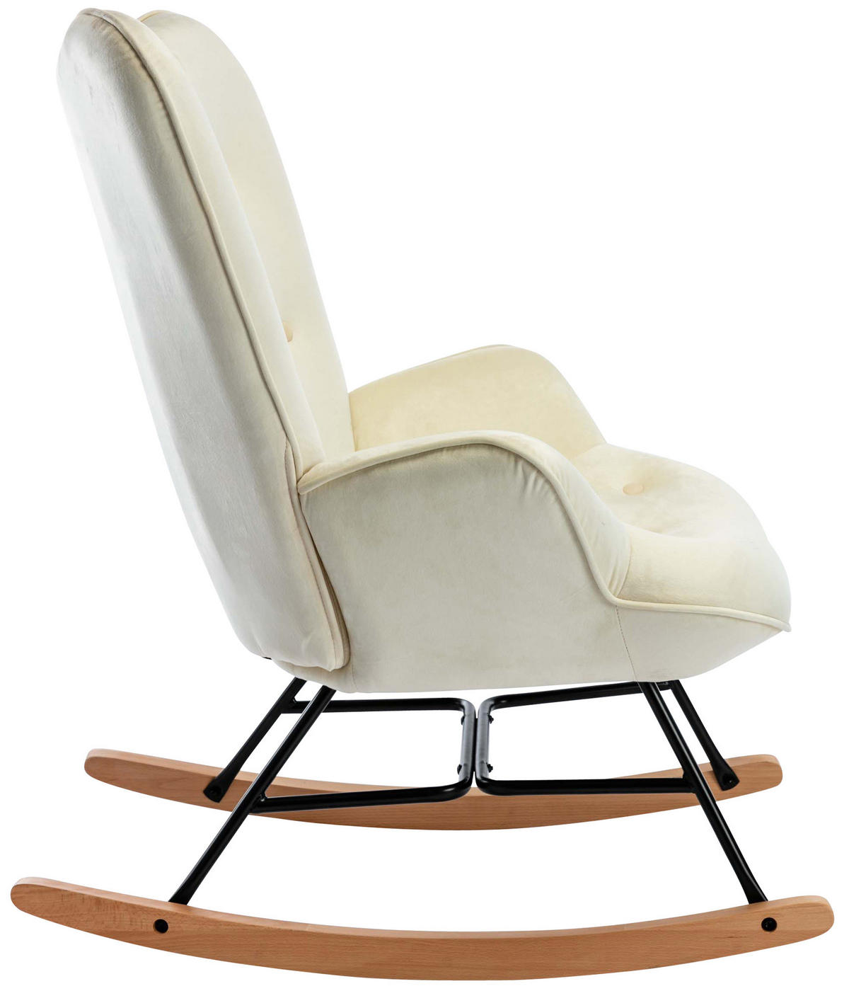 SCHAUKELSTUHL Sanna Samt, Gestell Buchenholz natur / Metall Schwarz Creme - Naturfarben, Holz/Textil (71/98/88cm) - TPFLiving