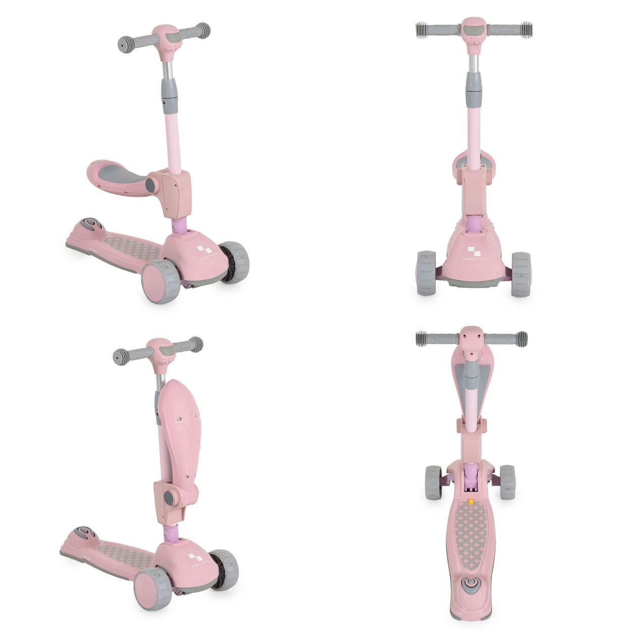 KINDERROLLER Checkmate 2 in 1 rosa Laufrad, Sound, Licht, Lenkerhöhe verstellbar - Rosa, Metall (57/27/62cm)