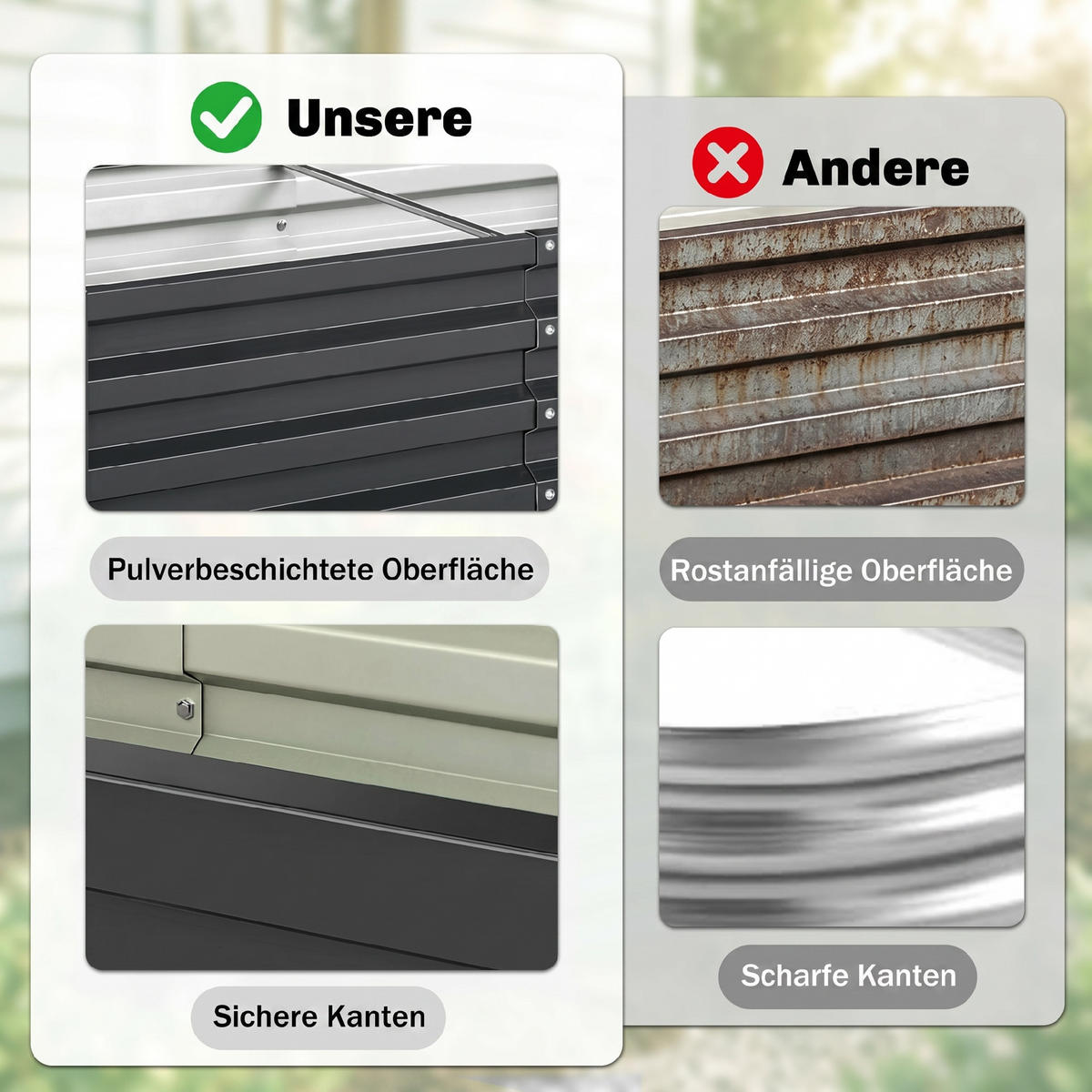 HOCHBEET, Verzinkter Stahl, offener Boden, 120x60x30,5cm, wetterbeständig, Grau - Multicolor, Holzwerkstoff (120/30.5/60cm) - FORIOUS