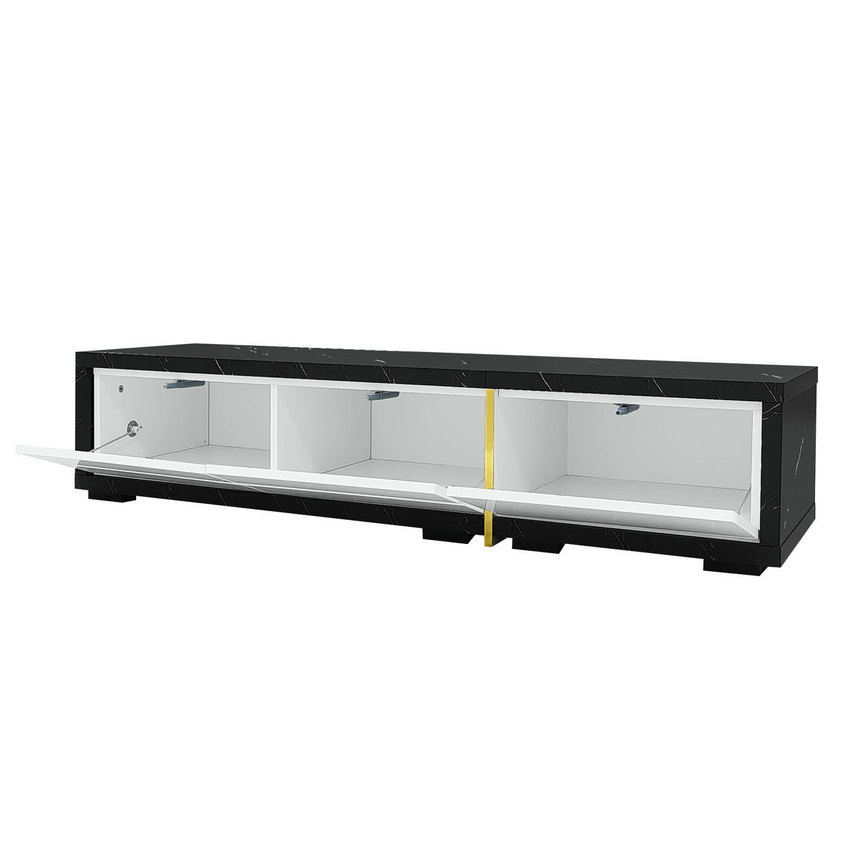 TV ormarić 140-260/40/30 cm bijeli i crni mramorni od MDF-a i iverice s rotacijom - bijela, drvni materijal (260/30/40cm) - OKWISH
