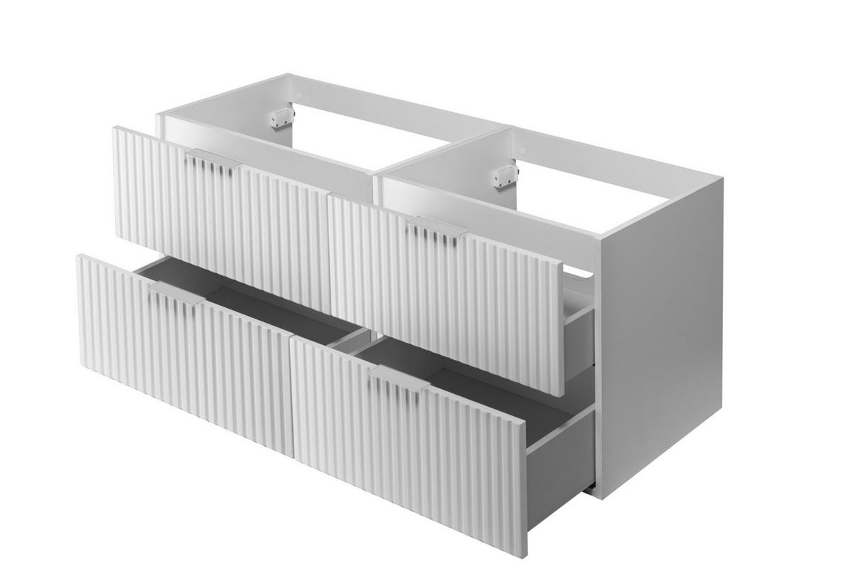 WASCHBECKUNTERSCHRANK, Weiß, 120 (2 x 60) x 57 x 46 cm, silberner Griff, ohne Arbeitsplatte - Silberfarben/Weiß, Holzwerkstoff (120/57/46cm) - 3XE LIVING