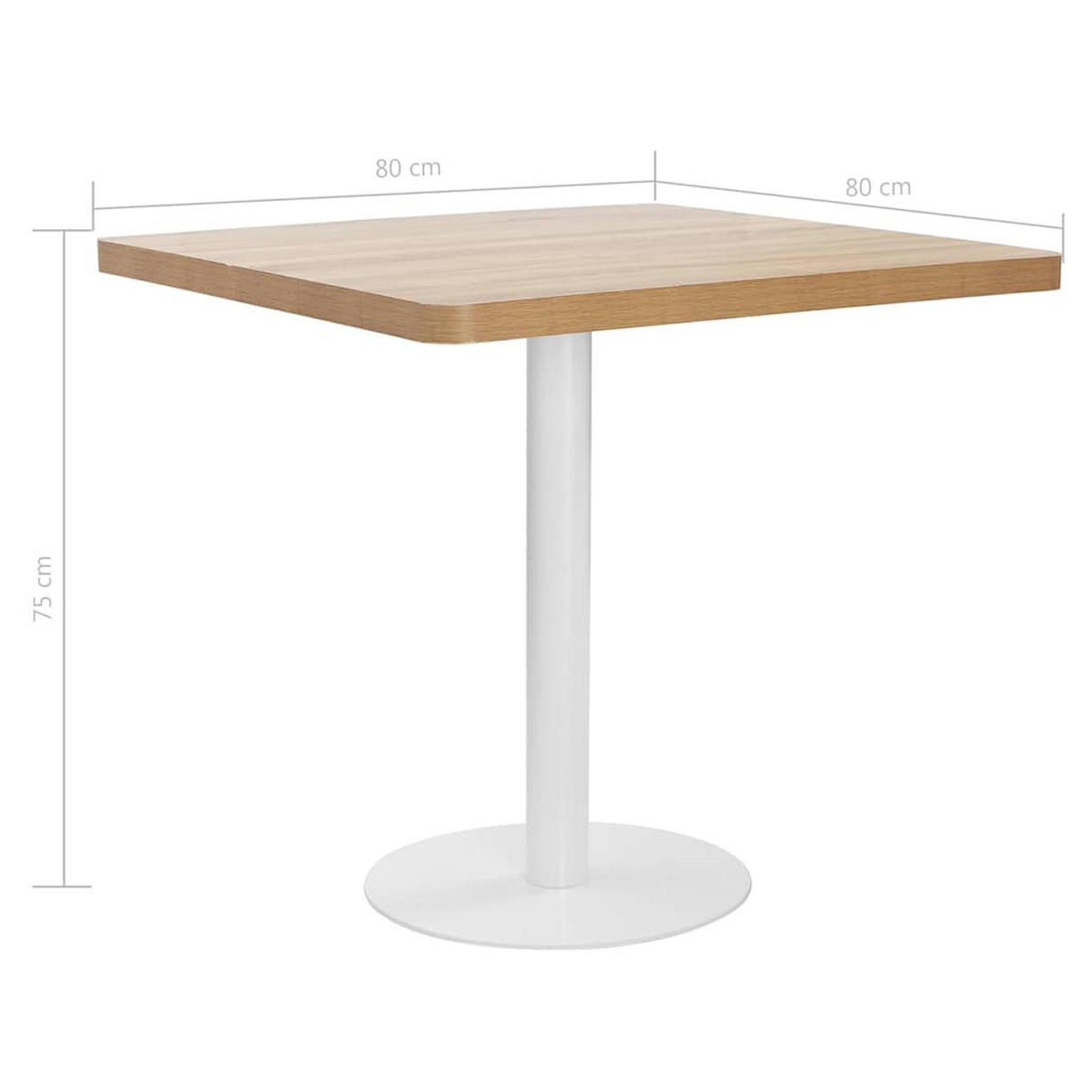BISTROTISCH Hellbraun 80/80 Cm Mdf - Hellbraun, Holzwerkstoff (80/80/75cm) - vidaXL