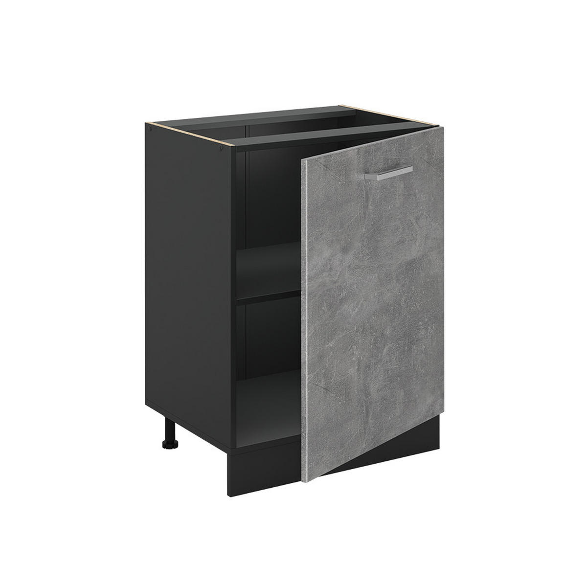 SPODNÍ SKŘÍŇKA KUCHYŇSKÉ LINKY R-Line, Beton/Antracit, 60 cm s 1 dveřmi pracovná doska Dub Goldkraft - šedá/antracitová, kompozitní dřevo (60/81.6/60cm) - Vicco