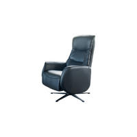 RELAXSESSEL SARI Schwarz Leder Relaxfunktion - Schwarz, Leder/Metall (77/108/89cm) - KAWOLA