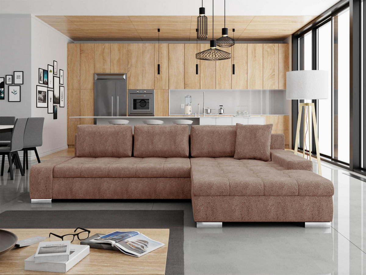 ECKSOFA Orkan - Dunkelrosa, Holz/Textil (302/213cm) - MIRJAN24