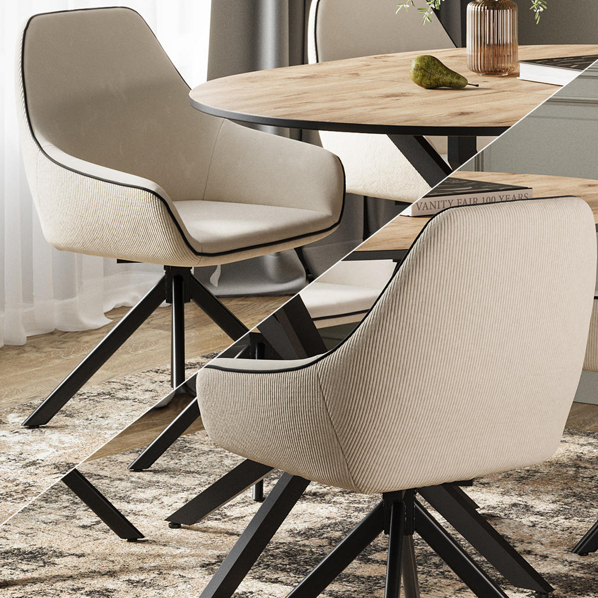 KŘESLO DO OBÝVACÍHO POKOJE Eleganza Béžová - béžová, kov (60/89/62cm) - Vicco