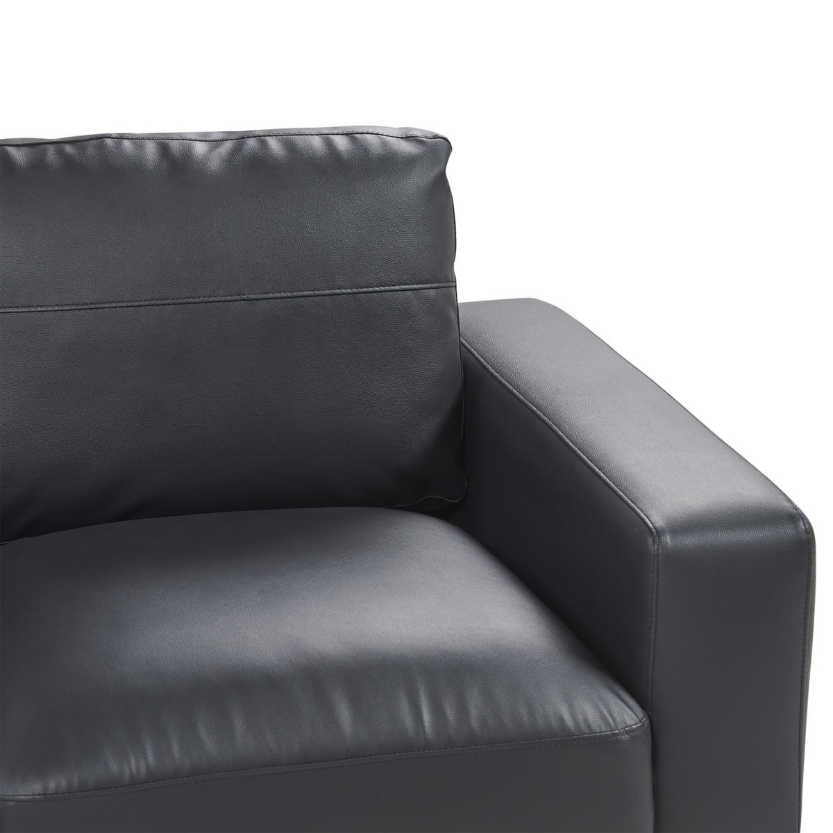 3-SITZER-SOFA Kunstleder Schwarz Sovik - Schwarz, Kunststoff/Textil (215/72/87cm) - Beliani