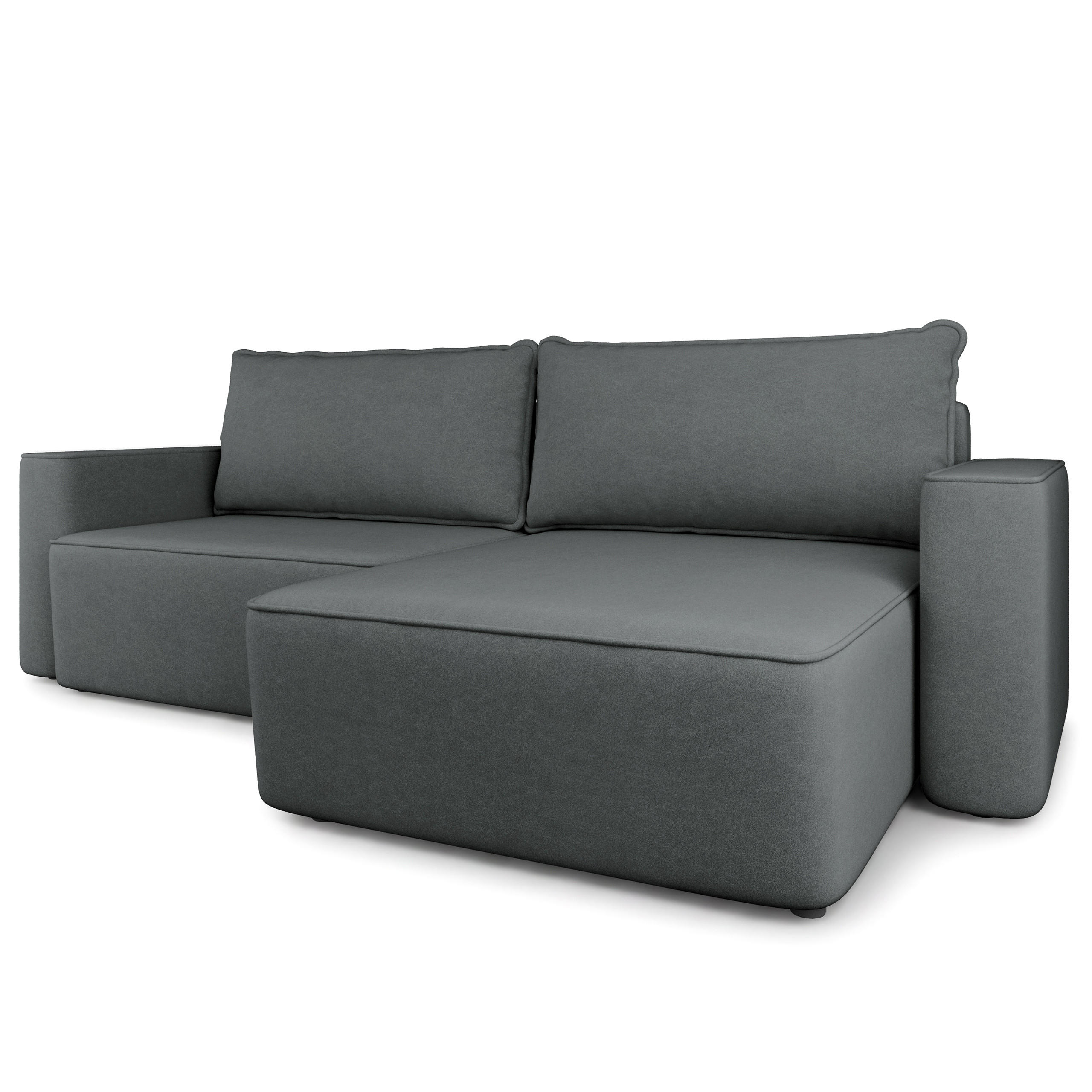 ECKSOFA BELISE CL Grau Veloursstoff mit Schlaffunktion - Grau, Holz/Textil (252/162cm) - MASSENO