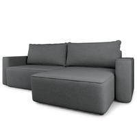 ECKSOFA BELISE CL Grau Veloursstoff mit Schlaffunktion - Grau, Holz/Textil (252/162cm) - MASSENO