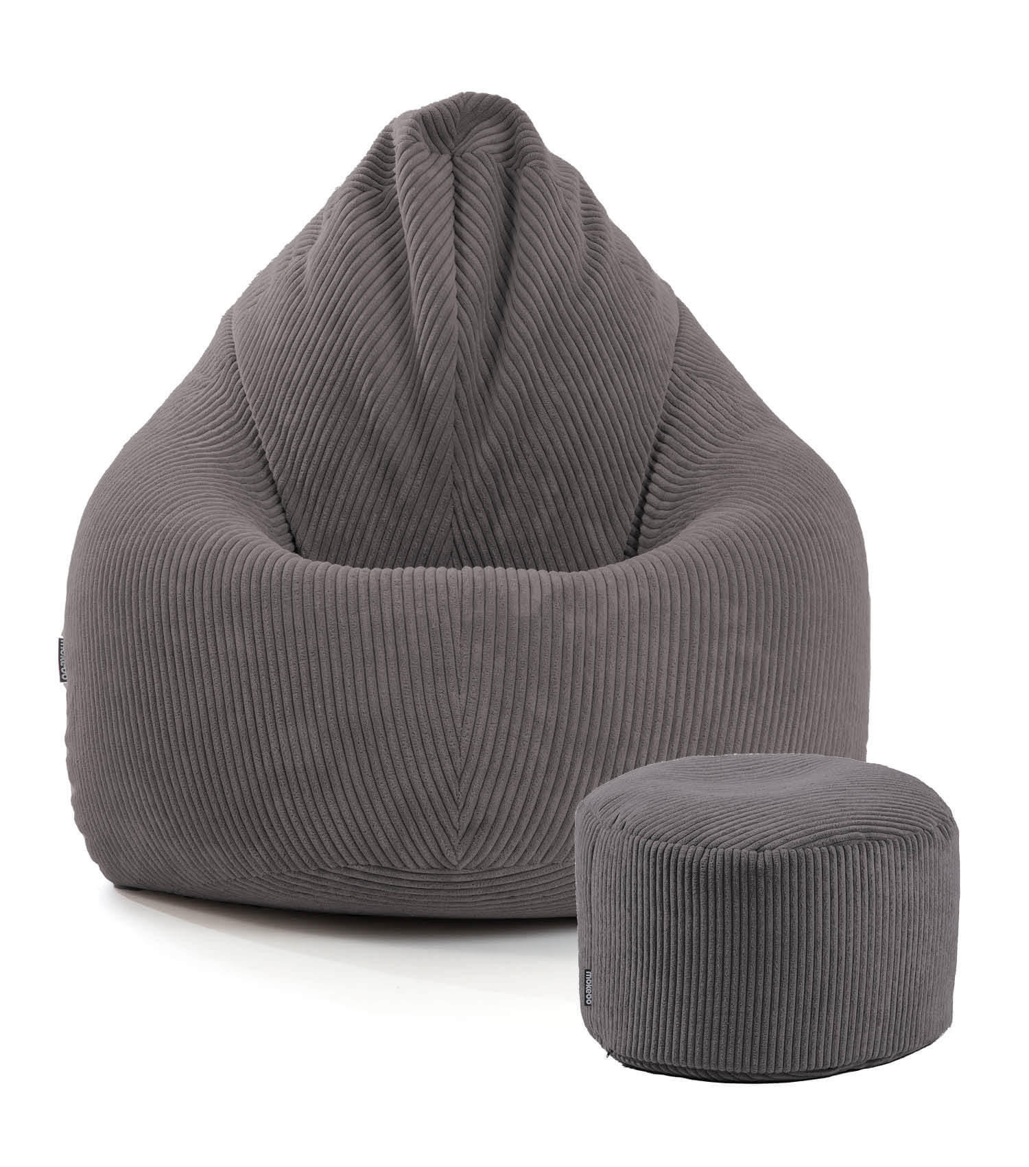 SITZSACK Cord mit Hocker Der Tagträumer - Anthrazit, Textil (180/80/80cm) - Mokebo
