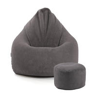 SITZSACK Cord mit Hocker Der Tagträumer - Anthrazit, Textil (180/80/80cm) - Mokebo