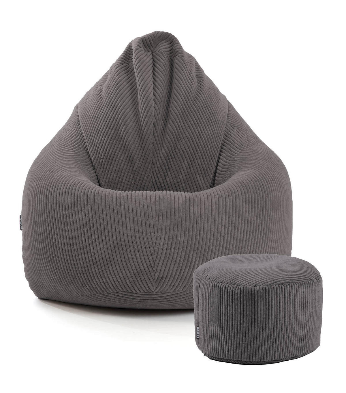 SITZSACK Cord mit Hocker Der Tagträumer - Anthrazit, Textil (180/80/80cm) - Mokebo