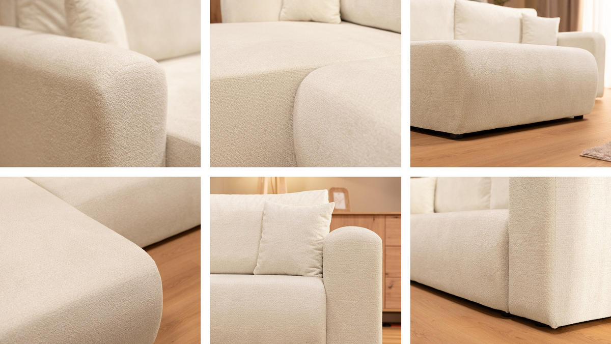 ECKSOFA Floryn L - Hellgrau/Schwarz, Holz/Kunststoff (245/145cm) - MIRJAN24