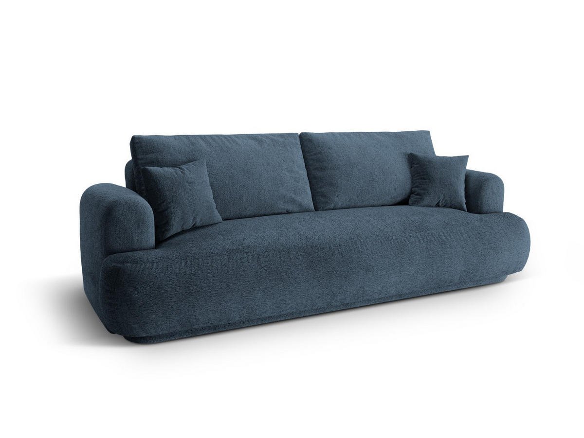 SOFA ausklappbar mit Bettkasten Ella aus strukturiertem Stoff dunkelblau 3 Sitzplätze - Dunkelblau, Textil (108/94/271cm) - Micadoni
