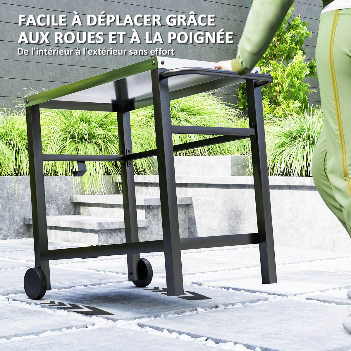 GRILLWAGEN DE-13800 Edelstahl-Arbeitsplatte & Haken Grau - Dunkelgrau, Metall (50/81/102cm) - ComfortXL