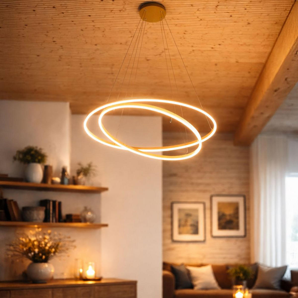 LED-HÄNGELAMPE 2er Ring Aluminium Ø 150 | 120cm - Alufarben, Metall (1.3/150/3.3cm) - s.luce