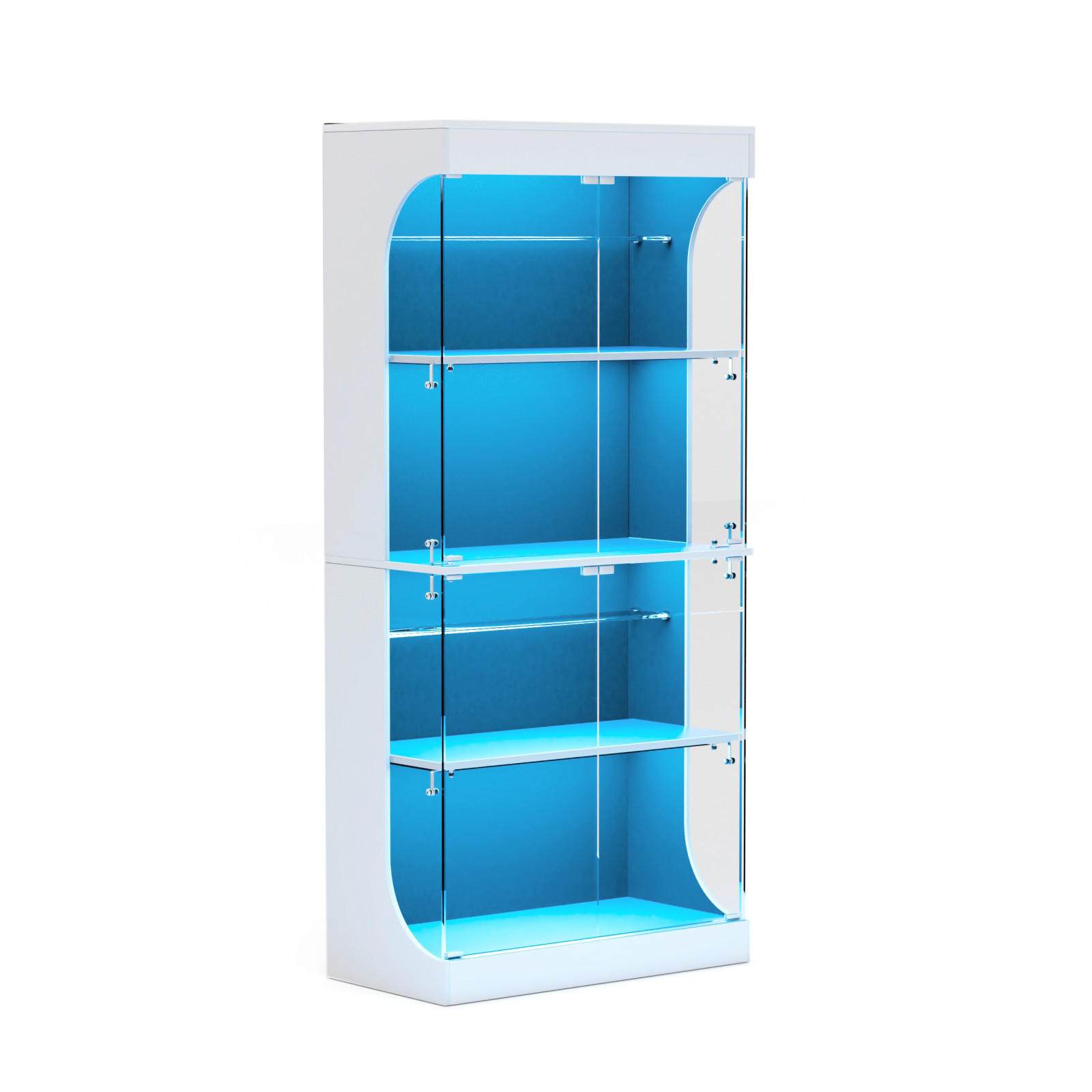 VITRINENSCHRANK Weiß 80/35/165 cm mit LED Beleuchtung und Ladestation - Weiß, Glas (80/165/35cm) - PARAFTA HOME