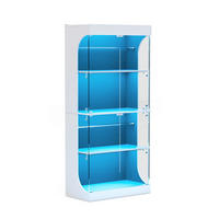 VITRINENSCHRANK Weiß 80/35/165 cm mit LED Beleuchtung und Ladestation - Weiß, Glas (80/165/35cm) - PARAFTA HOME