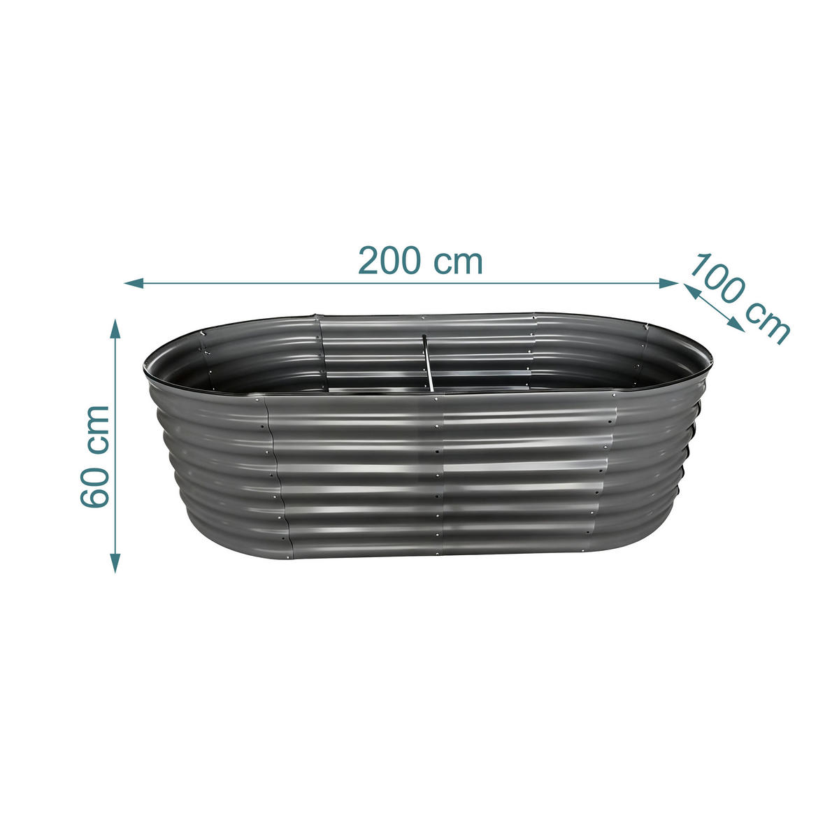 HOCHBEET - Anthrazit, Metall (200/60/100cm) - Relaxdays