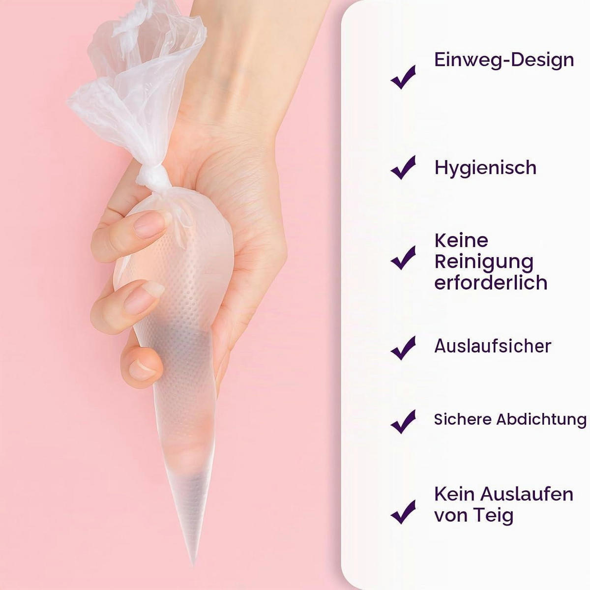 SPRITZBEUTEL Set 100 Stück Einweg mit 6 Edelstahl Tüllen - Weiß, Kunststoff (21/1/31cm)