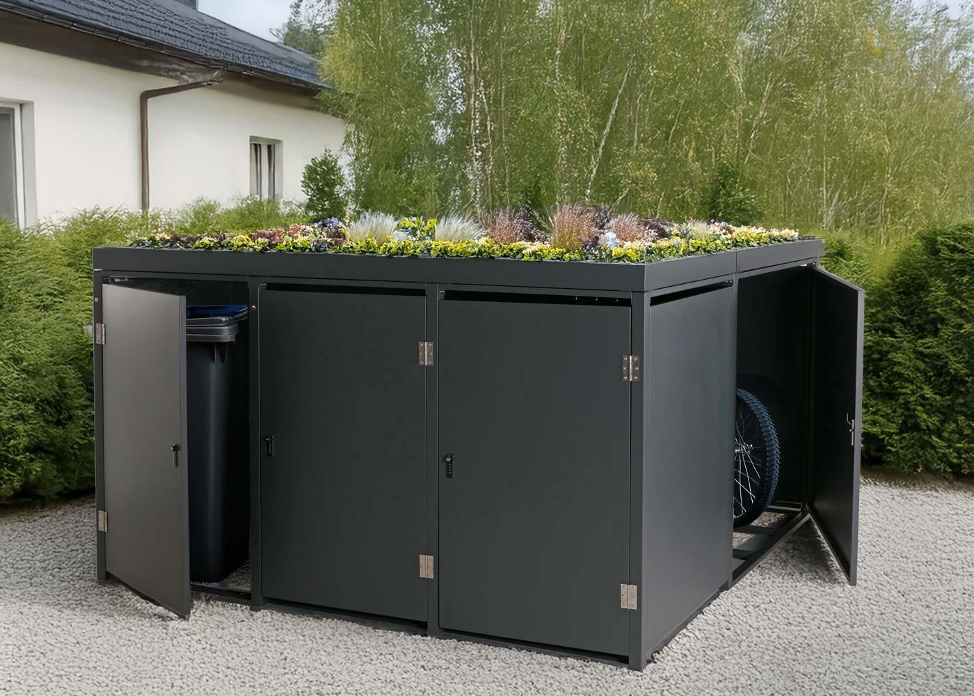 MÜLLTONNENVERKLEIDUNG/RADGARAGE Anthrazit - Anthrazit, Metall (193/130/208cm) - MCW