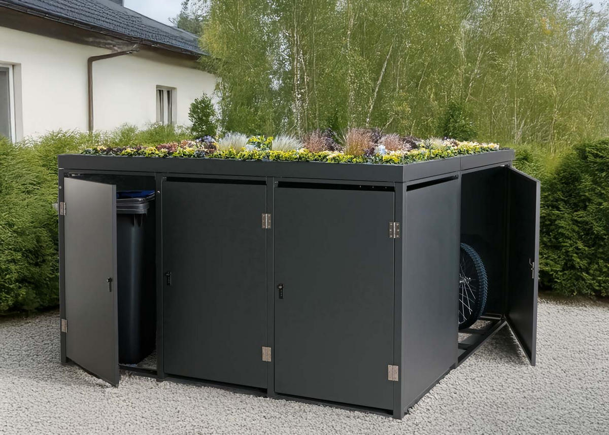MÜLLTONNENVERKLEIDUNG/RADGARAGE Anthrazit - Anthrazit, Metall (193/130/208cm) - MCW