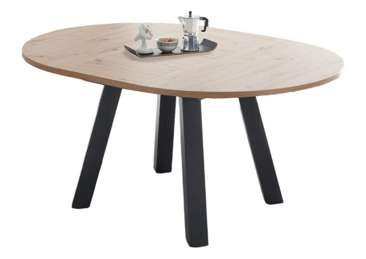 ESSTISCH Rund ausziehbar Edda 2 110 x 110 x 78 Küchentisch Graphit/Asteiche - Naturfarben, Holz (110/110/78cm) - 58aufmkessel