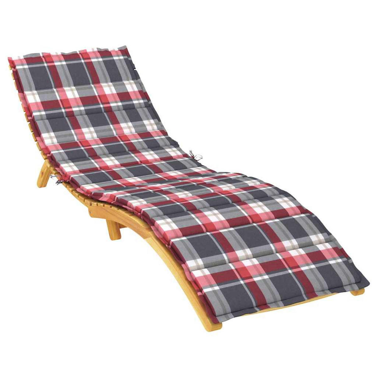 SONNENLIEGEN-AUFLAGE Rot Karomuster 200/70/3 Cm Oxford-Gewebe - Eukalyptusholzfarben, Textil (70/3/200cm) - vidaXL