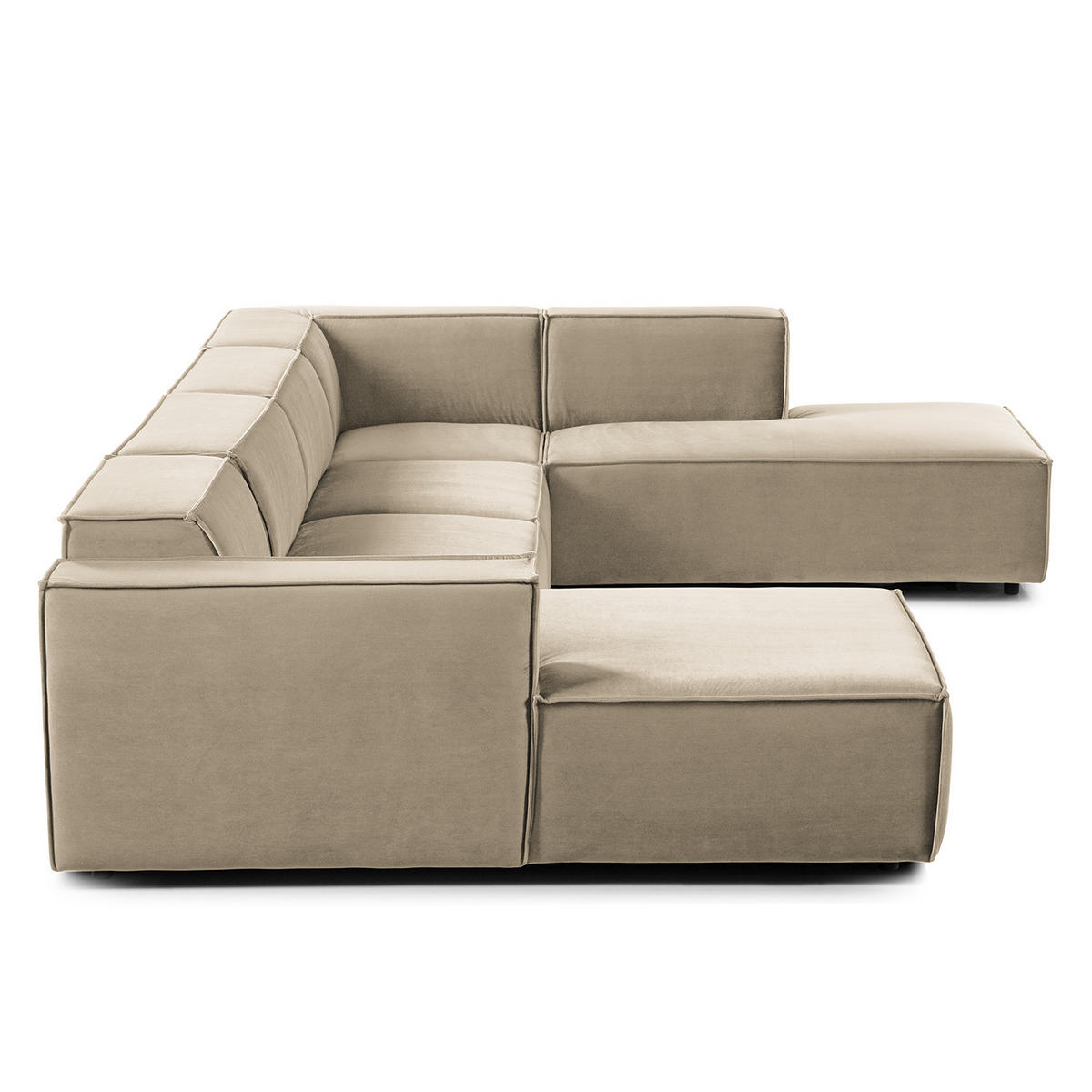 WOHNLANDSCHAFT mit Longchair & Ottomane - Beige/Schwarz, Kunststoff/Textil (369/70/234cm) - home24