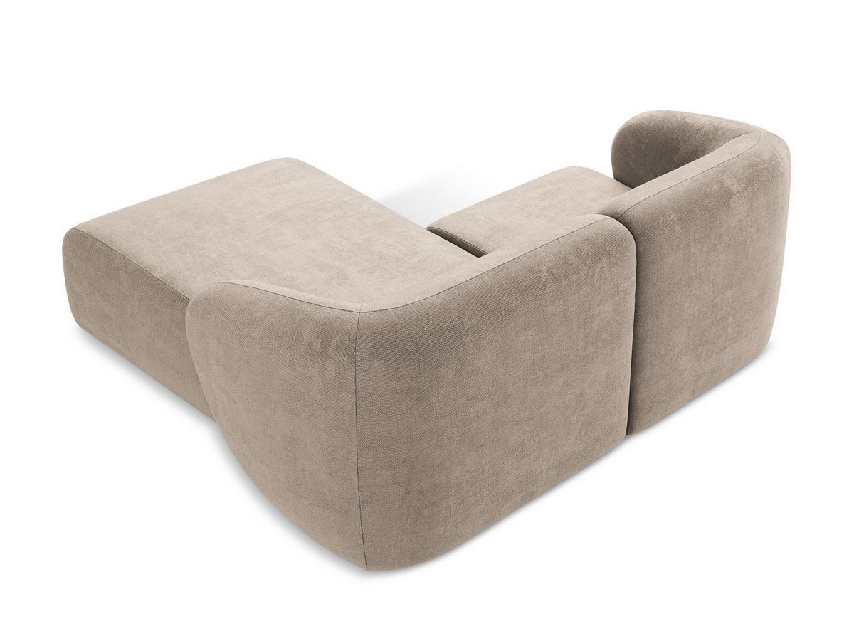 ECKSOFA Rechts Chenille Stoff Beige - Schwarz/Cappuccino, Holzwerkstoff/Kunststoff (178/166cm) - Makamii