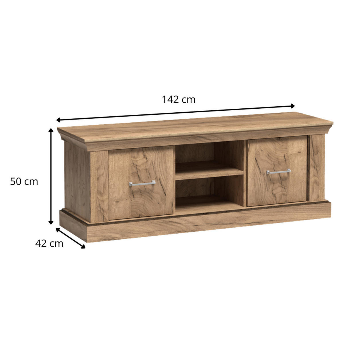 TV-LOWBOARD Antica New AN-4 142 x 50 x 42 cm Kraft Gold - Wildeiche, Holzwerkstoff/Metall (142/50/42cm) - Koseto