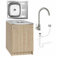 SPÜLUNTERSCHRANK 60cm mit Spüle + Armatur + Siphon Eichenfarbe - Eichefarben, Holzwerkstoff (60/82/50cm) - Stamar