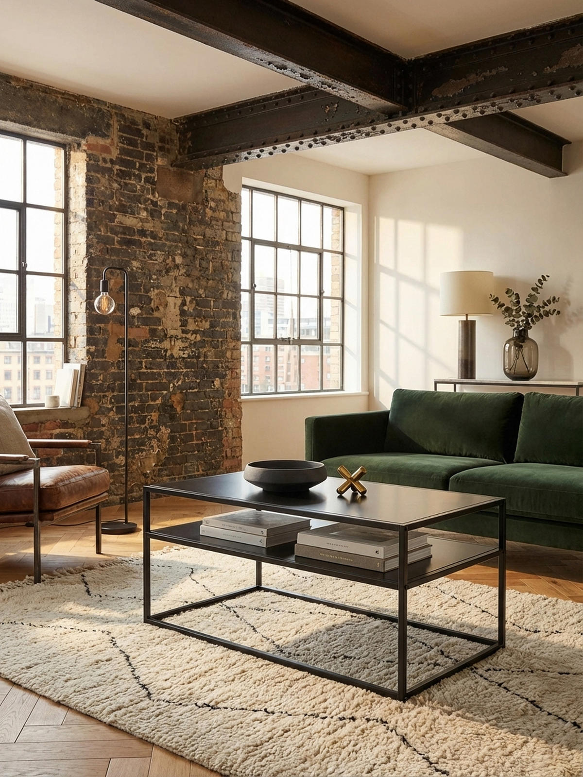 COUCHTISCH Grau Metall, Industrial-Stil mit Stauraum, Robuste Verarbeitung, Maße: 100 x 60 x 45 cm - Schwarz, Metall (60/100/45cm) - KADIMA DESIGN