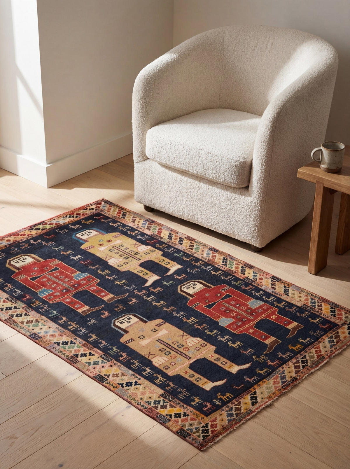 TEPPICH Gashgai Blau 162/110 cm Schurwolle - Blau, Textil (110/162cm) - Looma