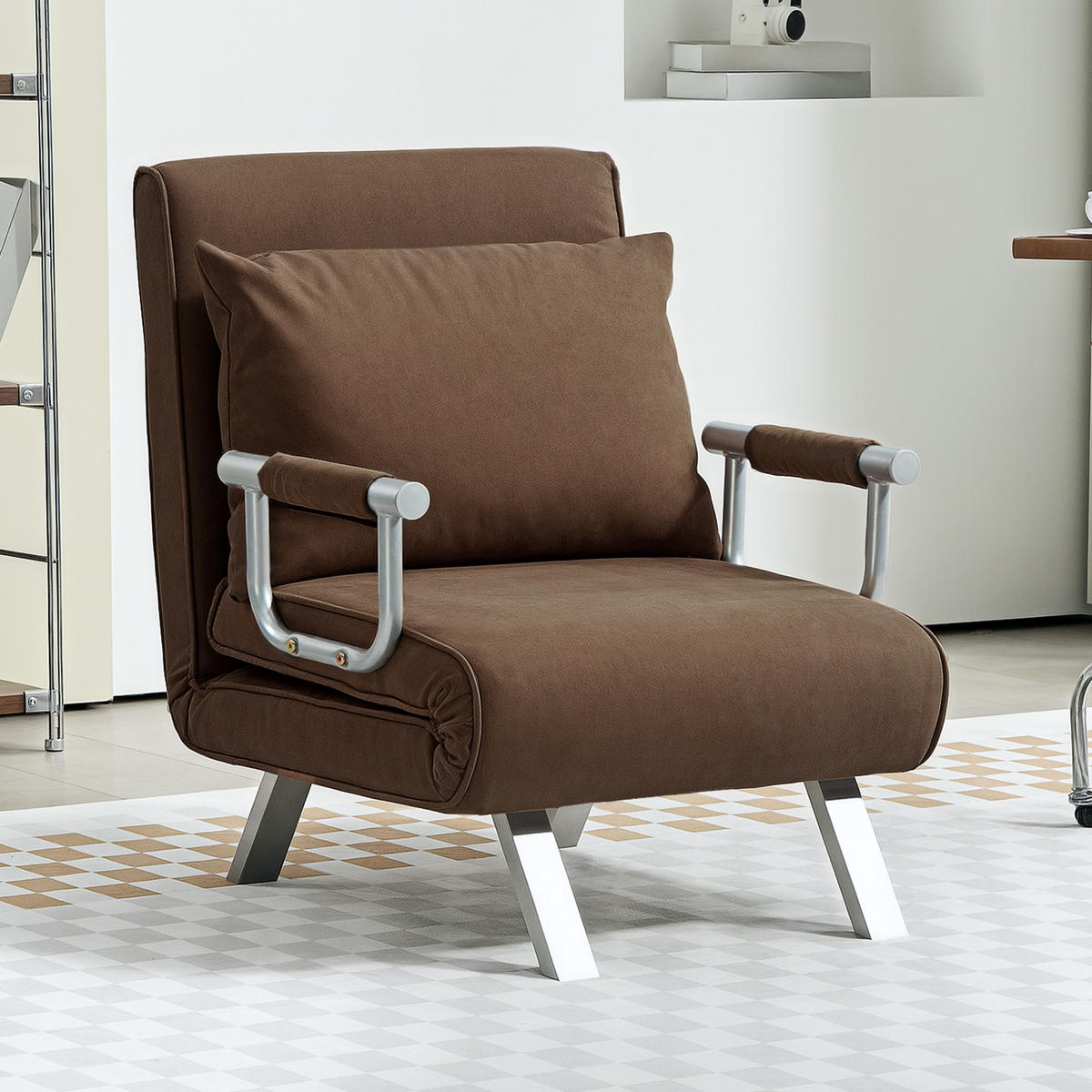 SCHLAFSESSEL DE-14538 1-Sitzer mit 5-fach verstellbarer Rückenlehne Braun - Braun, Metall (69/82/65cm) - ComfortXL